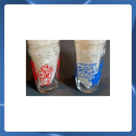 Vintage Swanky Swig Juice Glasses Set of 2 - Children's Nursery Rhyme Motif - Picture 2 of 4